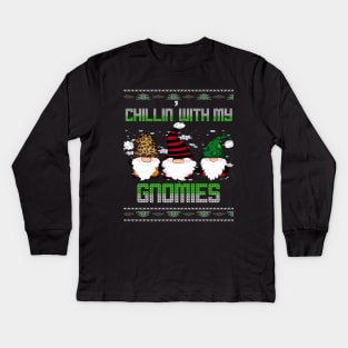 chillin' with my gnowmies Christmas funny Kids Long Sleeve T-Shirt